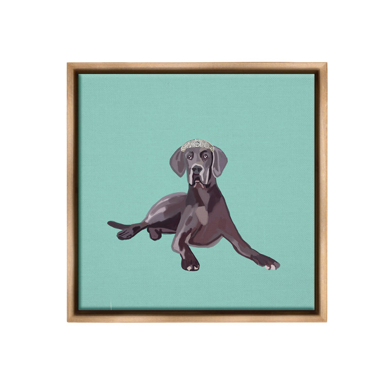 "Labrador Dog And Crown" par Amelia Noyes sur toile, Cadre flottant orme Montalcino, H 25 po x l 25 po