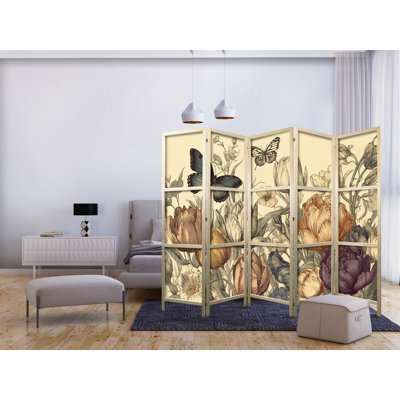 171cm H Solid Wood Folding Room Divider