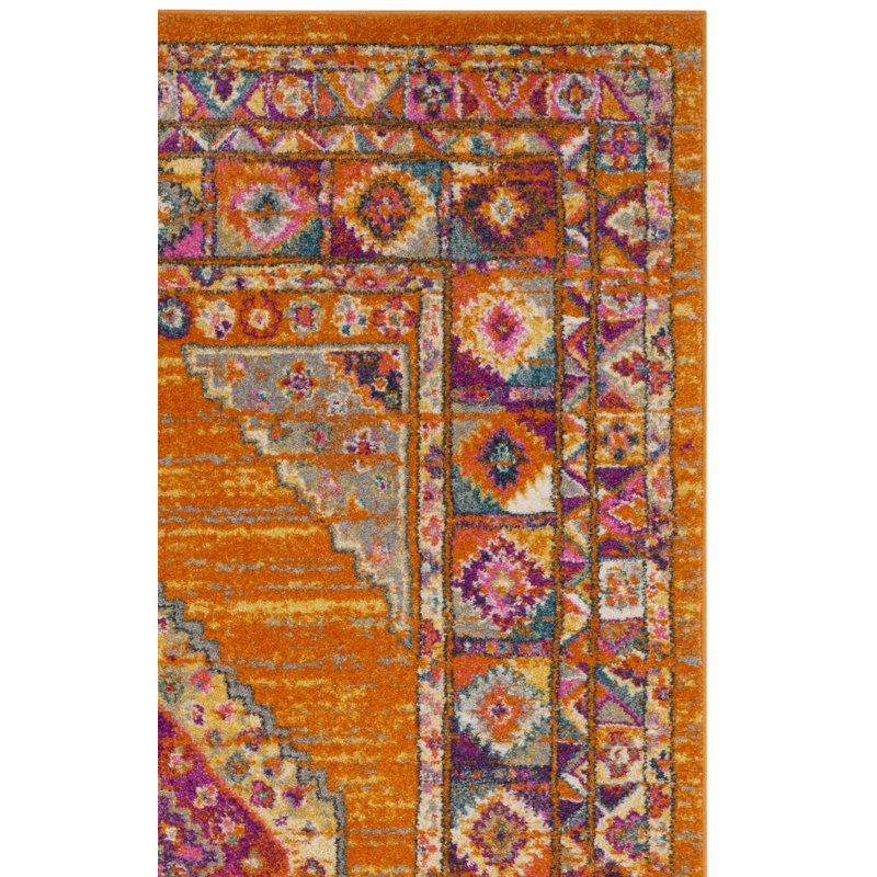 Tapis orange / fuchsia Christa Southwestern, Tapis de couloir 2 pi 3 po x 6 pi