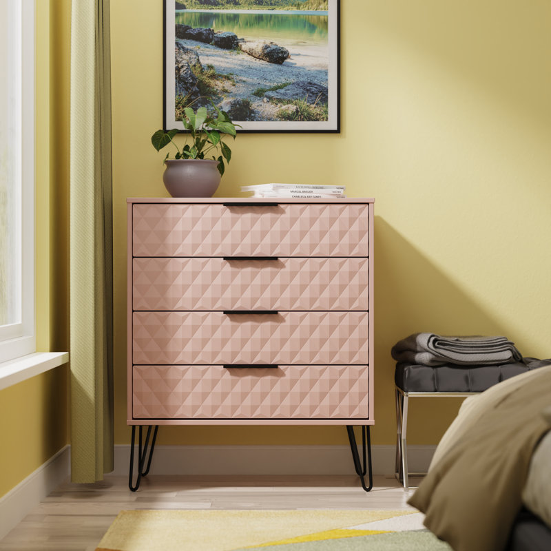 Talita 77cm W 4 - Drawer Chest of Drawers, Pink