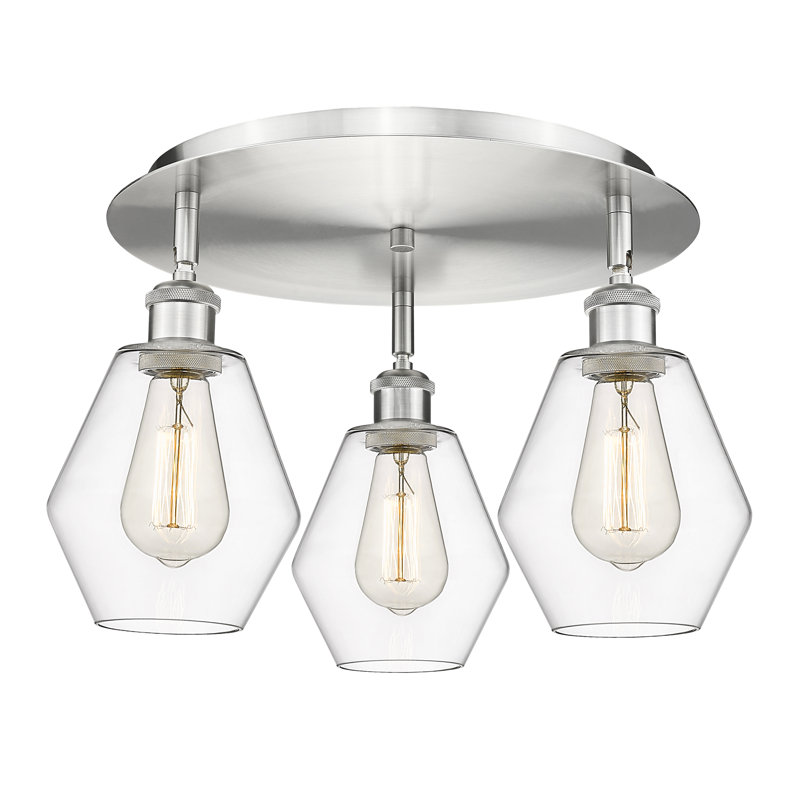 Amylea Glass Flush Mount, Clear, Satin Nickel