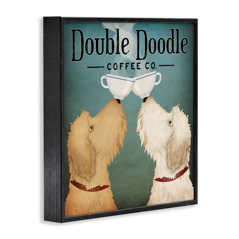 «Doodle Dog Vintage Coffee Company», estampe numérique texturée par Ryan Fowler, H 17 po x l 17 po x P 1,5 po