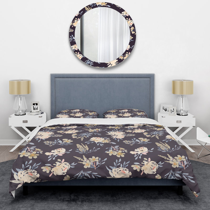 Ensemble de housse de couette en microfibre noir / beige / vert 3 pièces