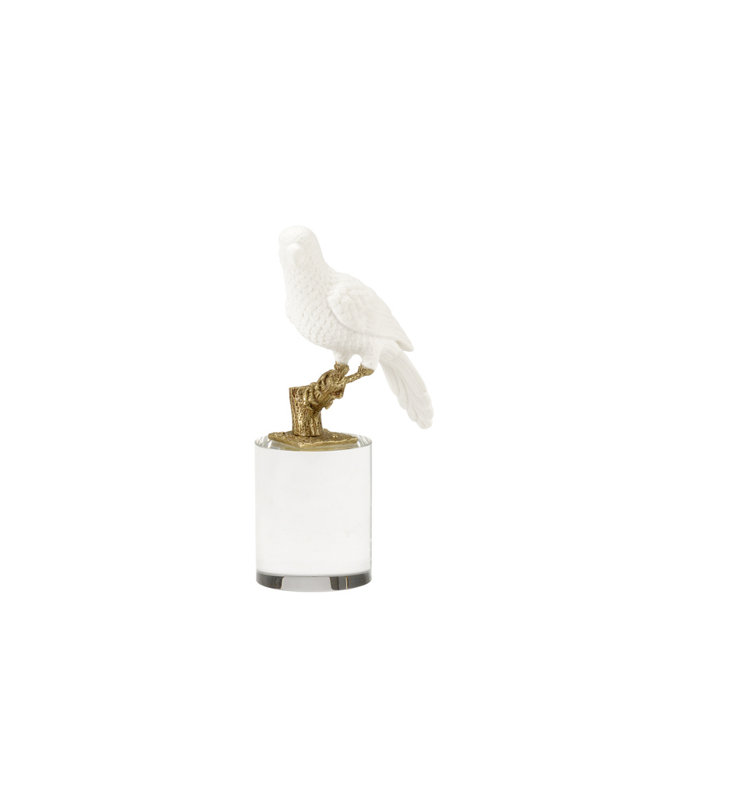 Parrot on Crystal Figurine, 8.5" H x 4.8" W x 2.8" D