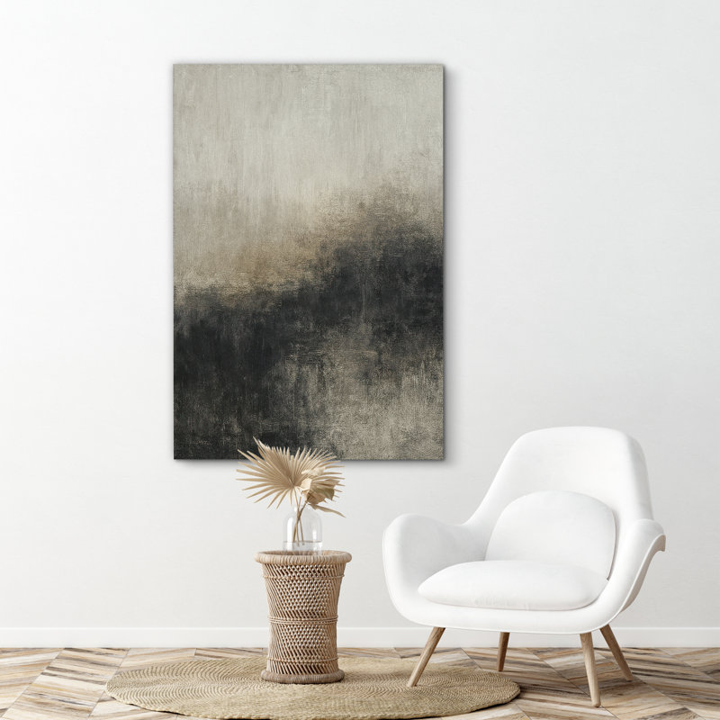 Gray and Black Abstract Art – Pictures Framed Canvas Print Wall Art, 36" H x 24" W x 1.5" D, Wrapped Canvas