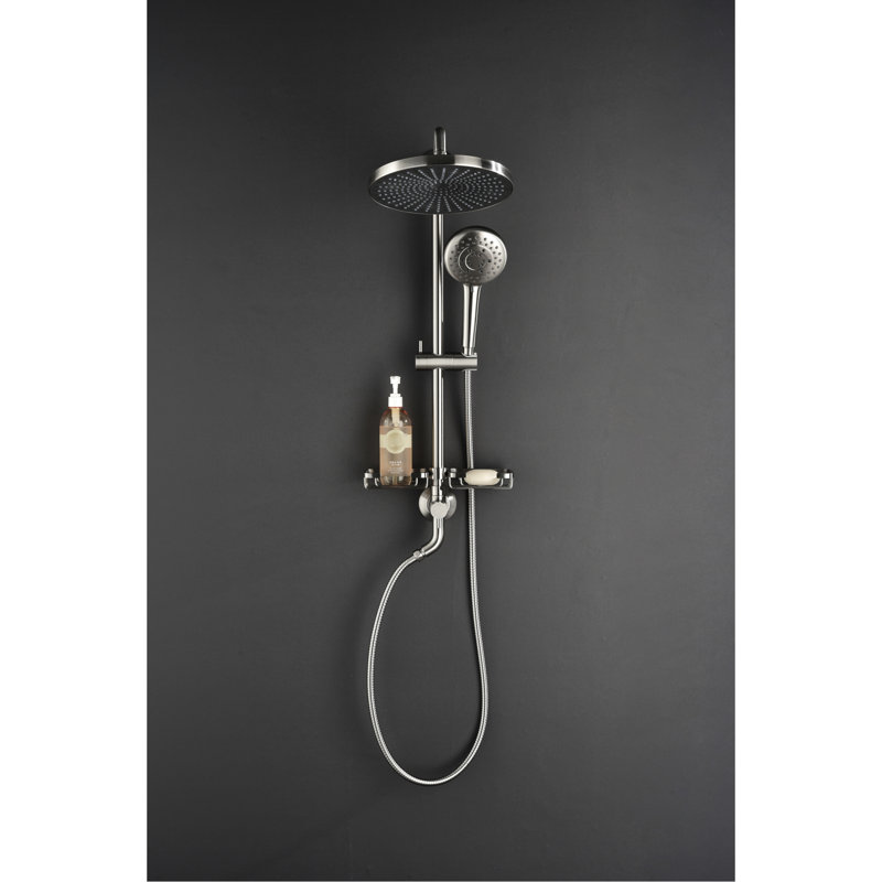 10" Rain Showerhead Integration With 4 Hand Shower, Adjustable Slide Ring And Soap Basket In Mixture Zip