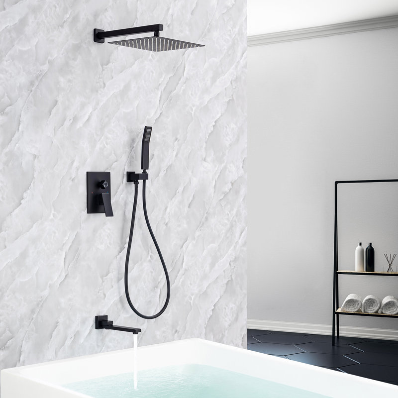 Système de douche complet avec valve brute, Noir mat
