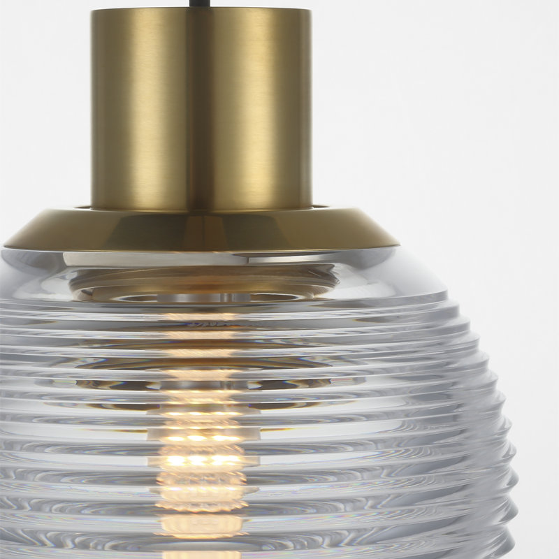 Waterford Circon 5" Mini Pendant with Clear Crystal, Natural Brass