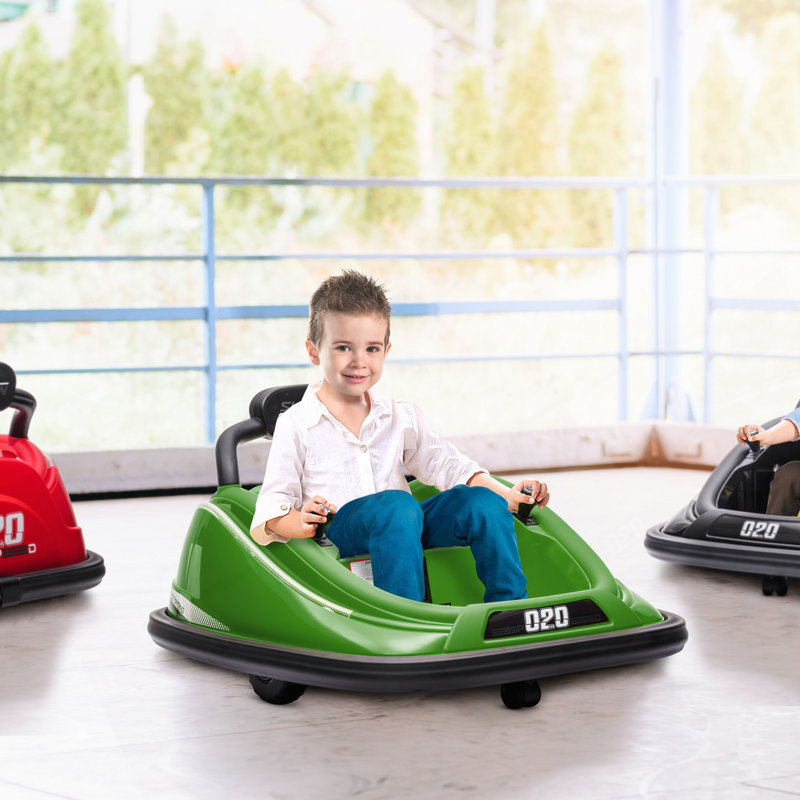12V Toddler Bumper Car With Remote Control, 360° Rotation Kids Electric Ride-On Toy, Twins Motor, Colorful LED Lights, 3 Songs, For Boys And Girls, Green