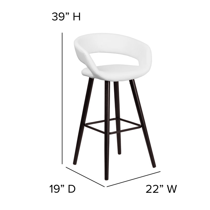 Tabouret de comptoir de 24 po Palafox, Blanc, Tabouret de bar (siège d'une hauteur de 29 po)