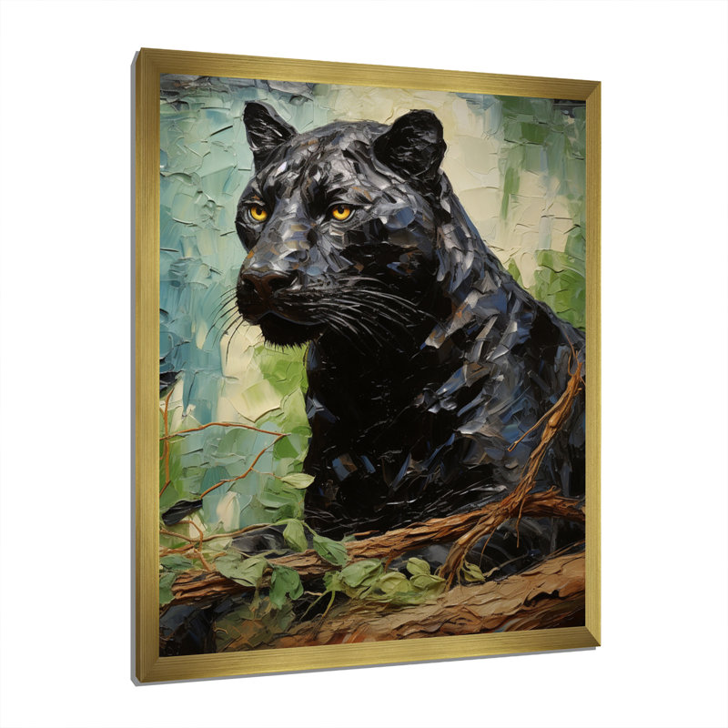 «Black Panther Texture Of The Jungle II», reproduction sur toile, H 20 po x l 12 po x P 1 po, Cadre photo doré