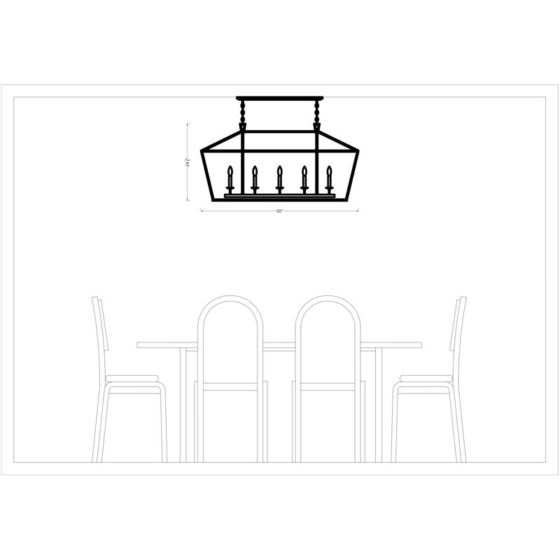 Tari 5 - Light Dimmable Kitchen Island Geometric Chandelier, Brushed Nickel