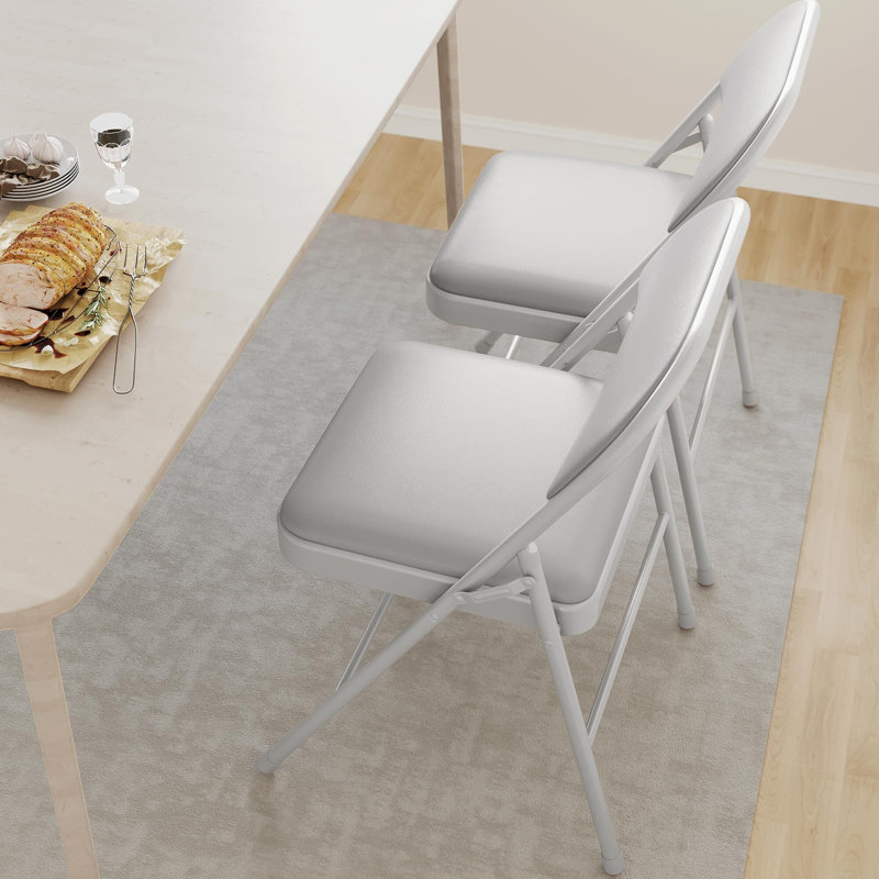 Mencos Upholstered Padded Stackable Folding Chair Folding Chair Set, Gray
