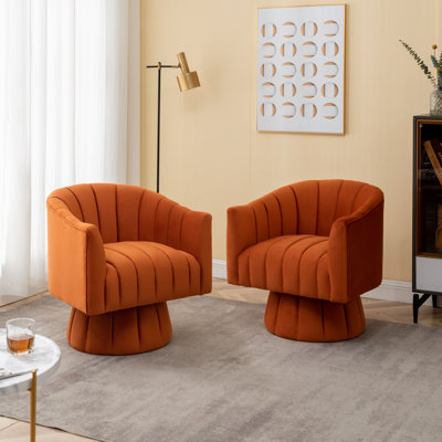 Murrow Velvet Swivel Barrel Chair