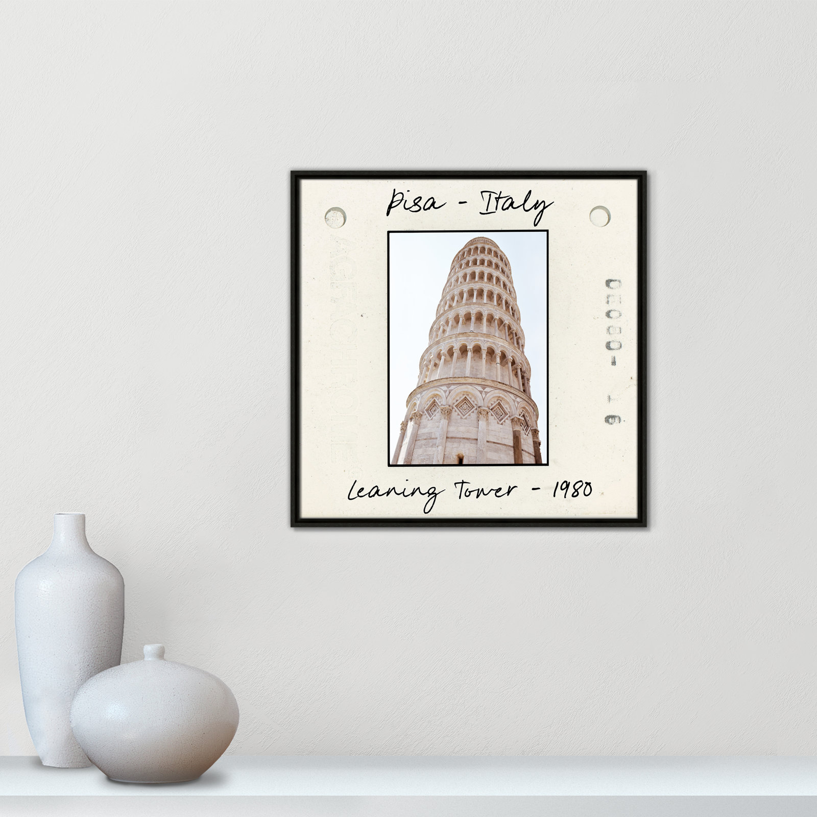 Ritona "Pisa, Italy - Leaning Tower" Print, Espresso Floater Framed Canvas, 25.5" H x 25.5" W x 2" D