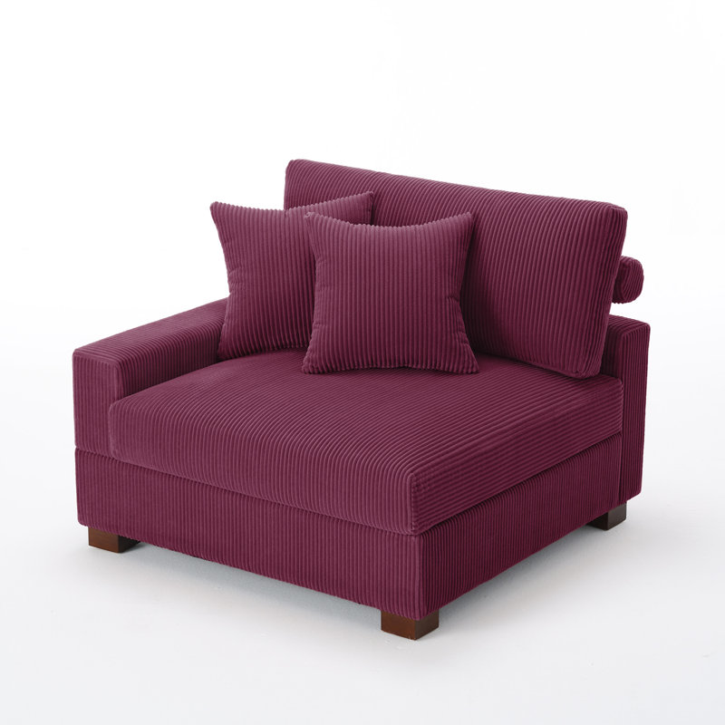 Milbrey Armchair with Cushioned Back, Purple, Corduroy