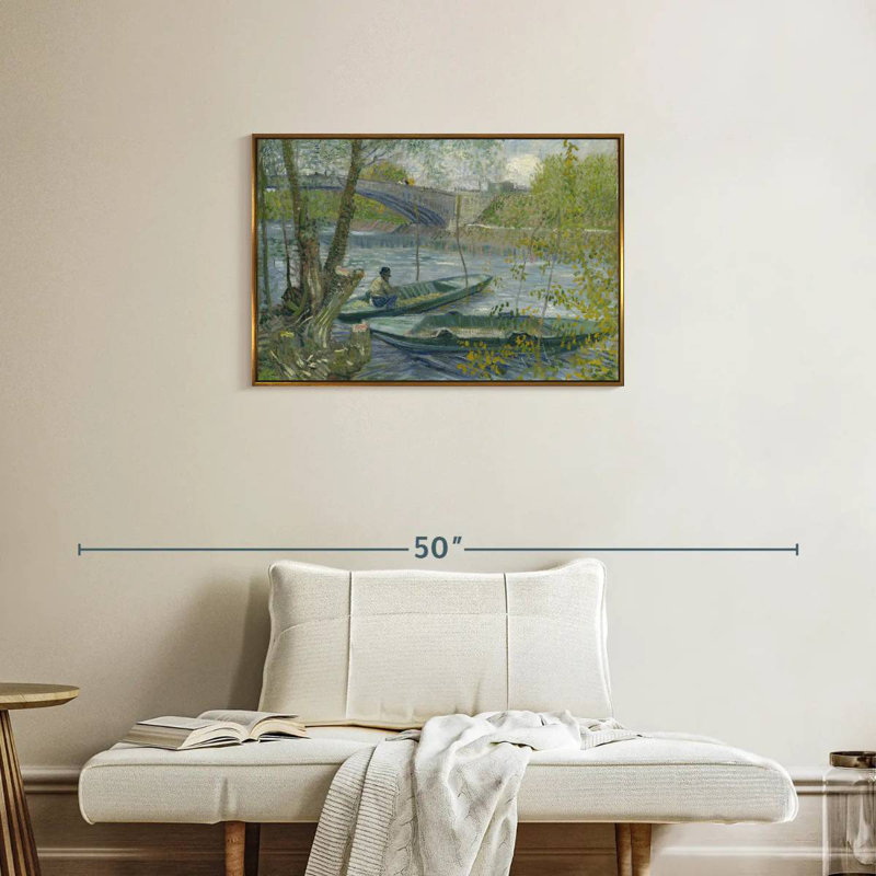 Pêche au printemps, Cadre flottant doré, 31 po x 21 po