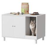 Modern Cat Litter Box Enclosure With Cat Scratching Board, Hidden Cat Litter Box Furniture Storage Cabinet