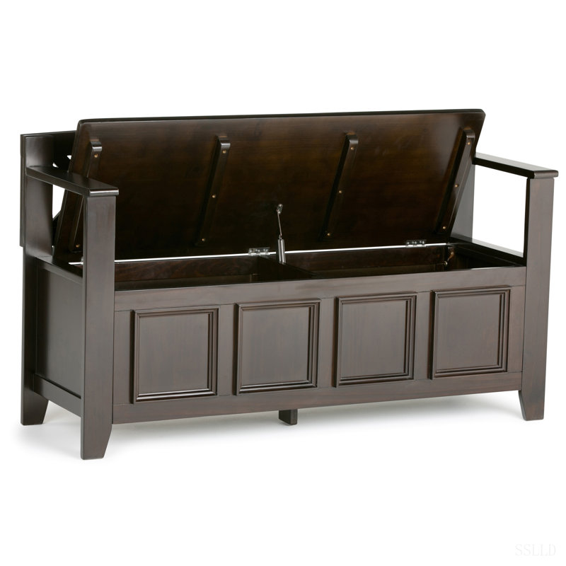 Banc de rangement en bois massif Amherst, Marron foncé