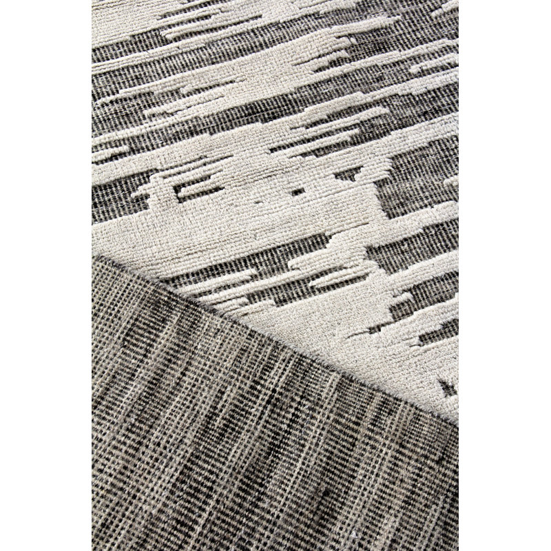 Calibre Abstract Hand-Knotted Wool Ivory/Charcoal Area Rug, Rectangle 14' x 18'