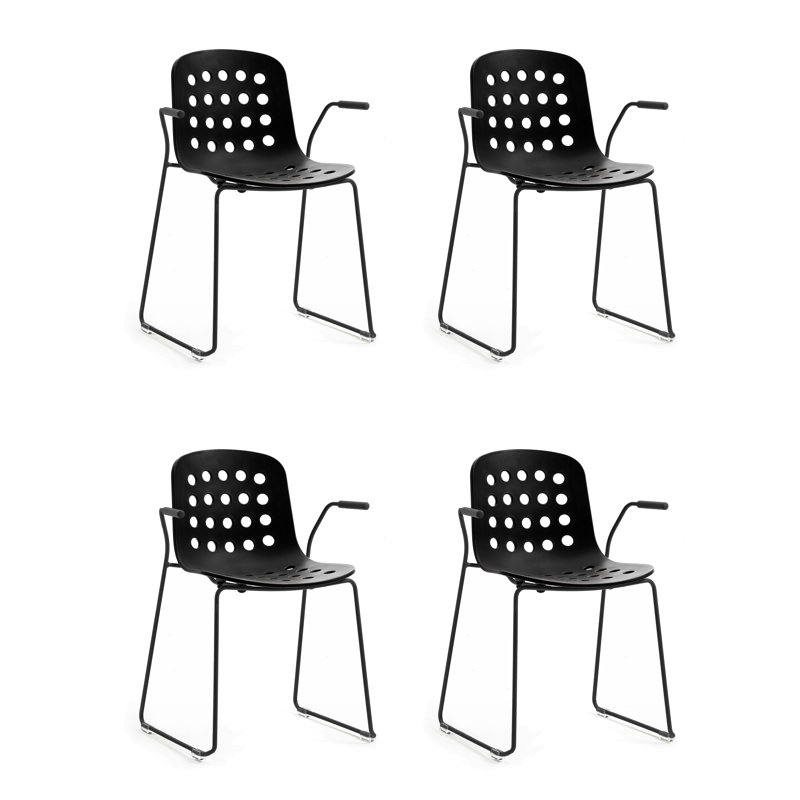 Holi Perforated Stacking Armchair, Black