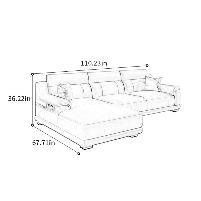 Canapé nordique luxueux et simple, H 36,22 po x l 110,23 po x P 67,71 po