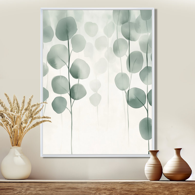 Art mural feuille minimaliste, toile botanique apaisante, Billancourt, Cadre flottant blanc, H 32 po x l 24 po