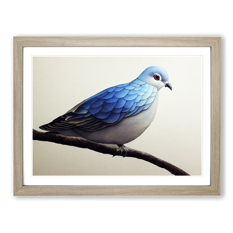 Dove Bird In Watercolour Vol.4 - Single Picture Frame Painting, Oak Framed, 46cm H x 64cm W x 2cm D