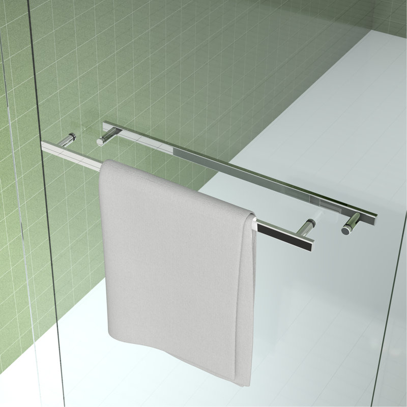 Enceinte de douche coulissante en verre à largeur réglable de 56 à 60 po avec verre trempé de 8 mm, conception à deux poignées, coffre-fort et porte de quincaillerie pour porte à rideaux transparents de 5/8 po de 8 mm, chanfrein