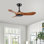 36" Wood Ceiling Fan NO Light, 3 Reversible Blades, With 6 Speeds Reversible DC Motor,Low Profile Ceiling Fan With No Light For Living Room Kitchen Bedroom