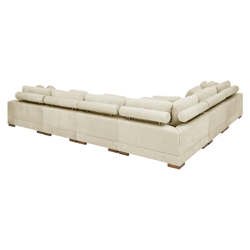 Barnemouth Modular Corduroy Sectional, Beige Corduroy