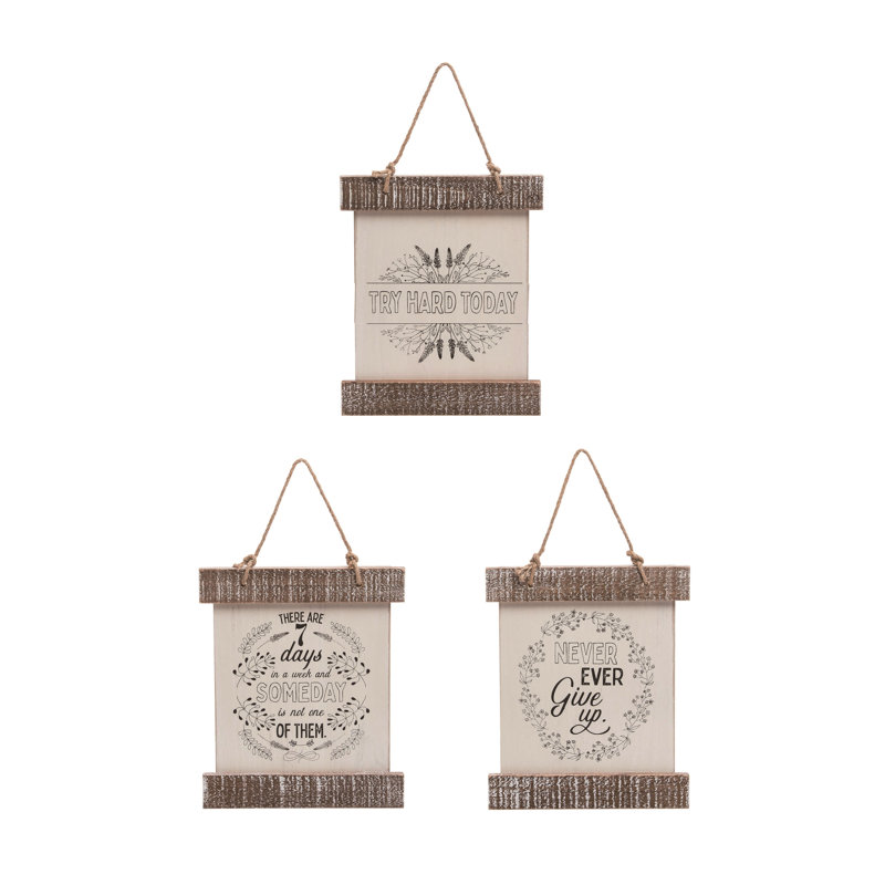 Ensemble de 3 décorations suspendues en bois 11,02 po Brown Spring