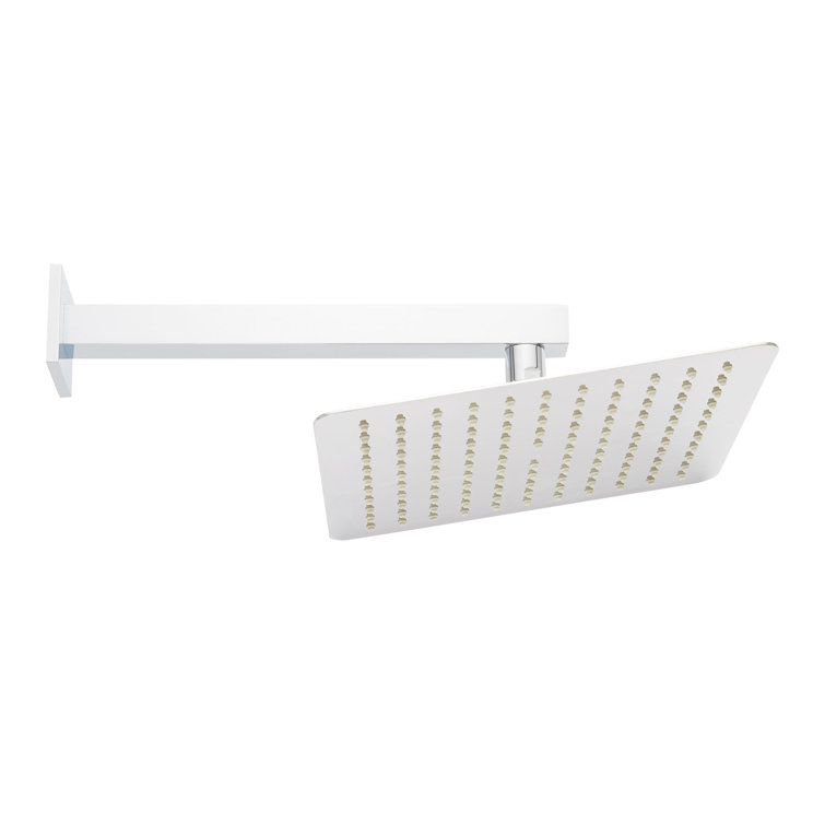 Signature Hardware 10" Modern Square Rainfall Shower Head with 18" Wall Mount Shower Arm 2.5 gpm