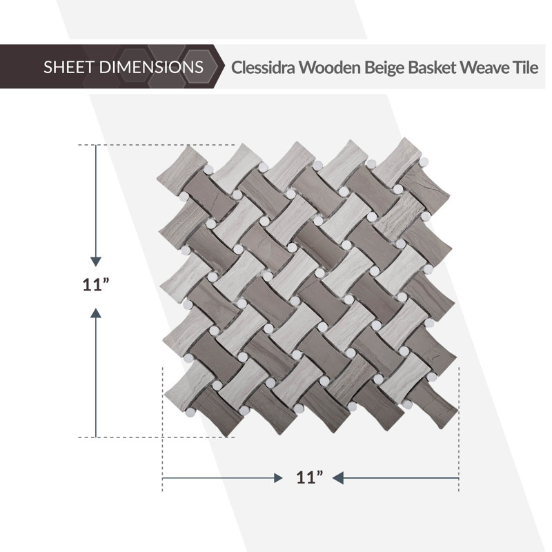 11" x 11" Wood Basketweave Mosaic Wall & Floor Tile