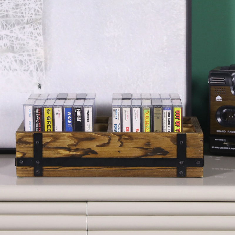 Rangement pour cassettes audio en bois massif