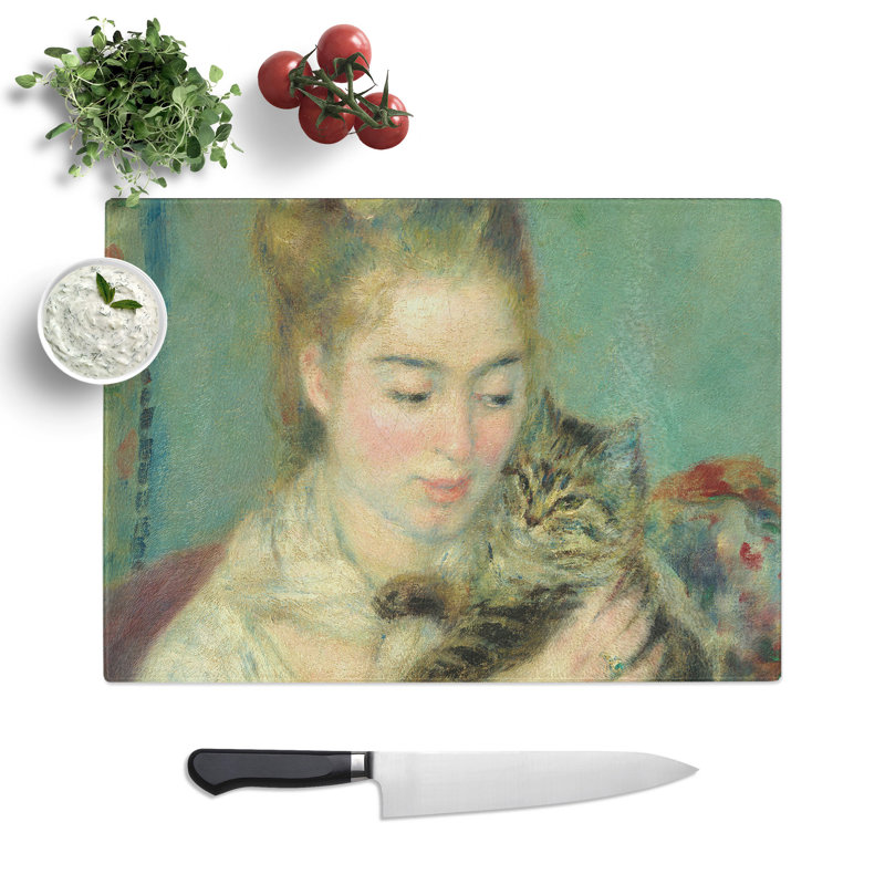 Woman with a Cat by Pierre-Auguste Renoir Chopping Board, 0.4cm H x 28.5cm W x 39cm L