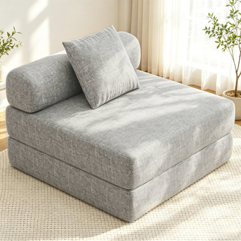 Boneless 39.2" Folding Sofa Bed, Convertible Sleeper Chair with Pillow, Portable Floor Couch for Small Spaces, Compression Packaging