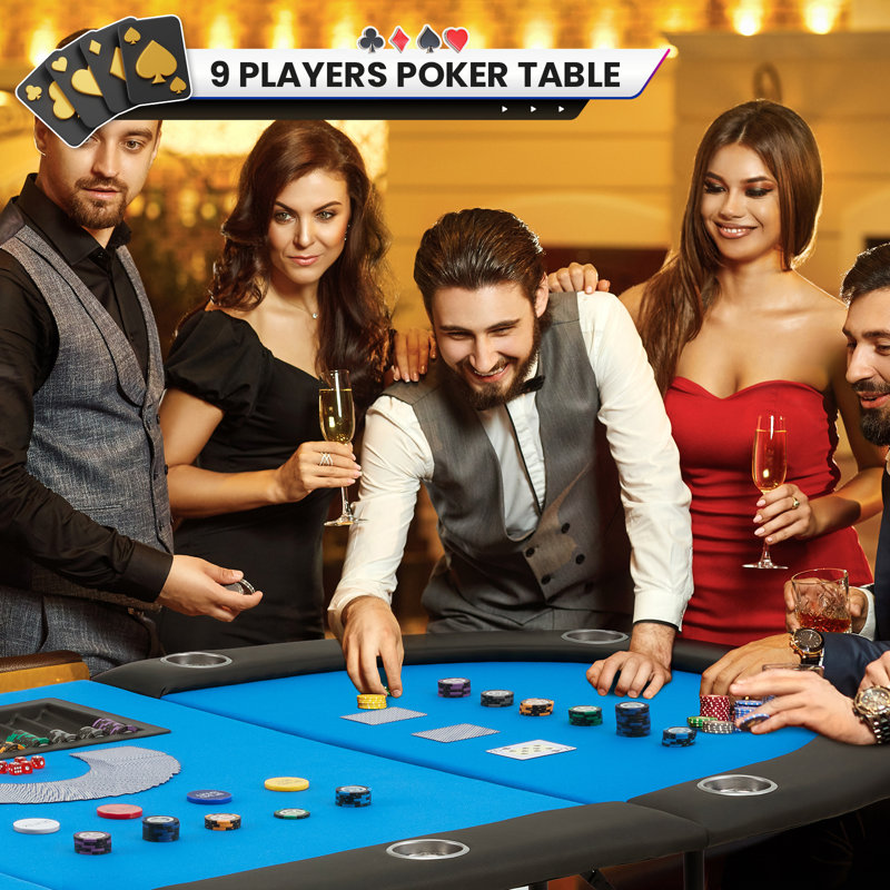 Table de poker à 10 joueurs AVAWING 81,5 po, Bleu