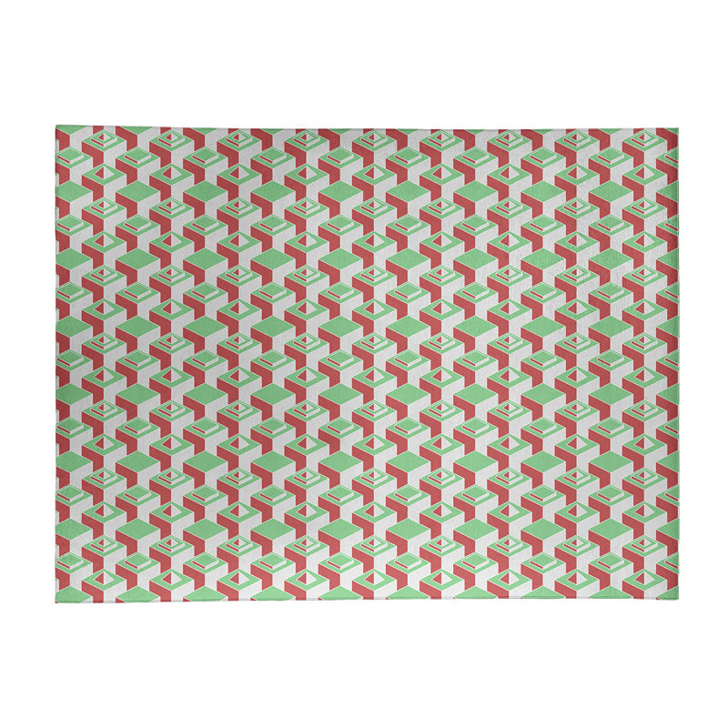 Tapis rouge/vert/vert léger skyscrapers, Rectangle 5 pi x 7 pi