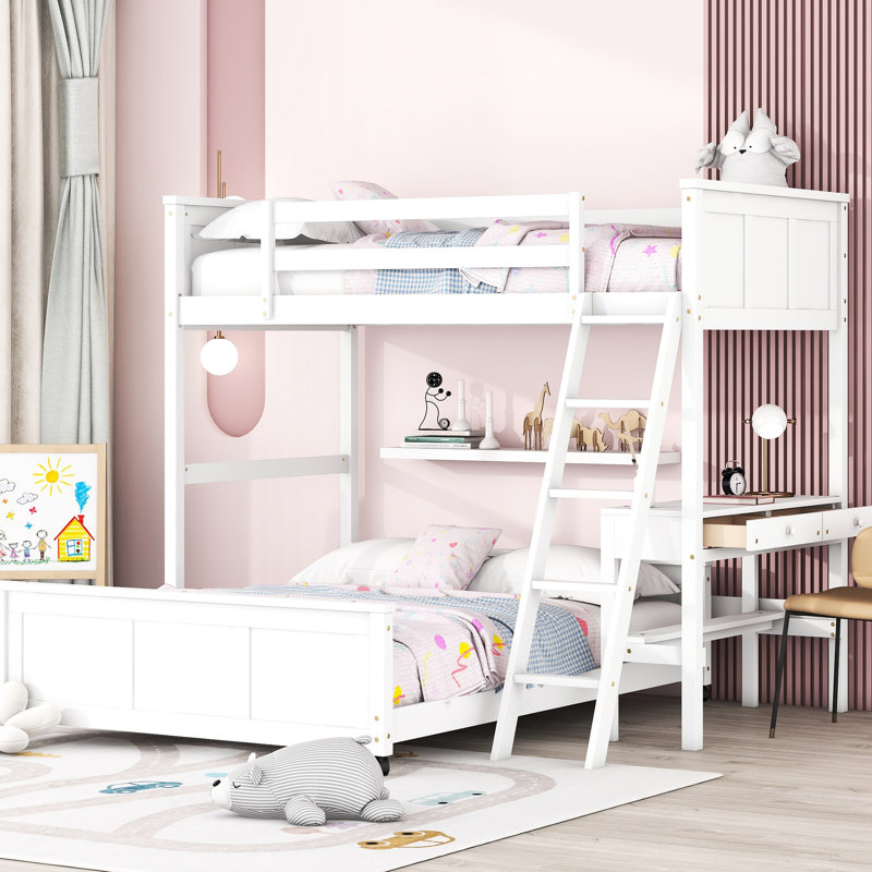 Lit superposé blanc avec bureau - Esthétique fonctionnelle et attrayante pour un espace limité