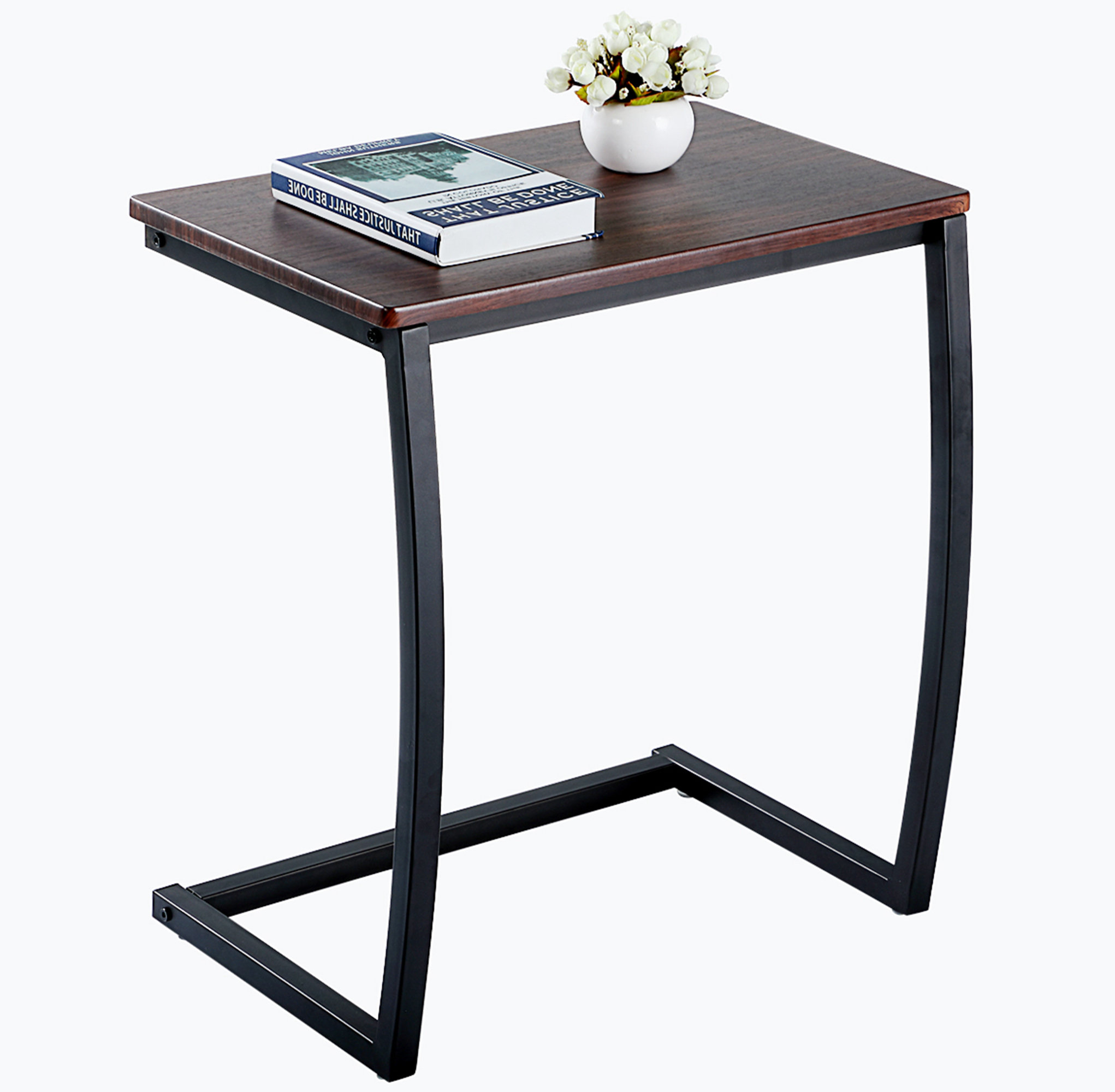 Lipoton Industrial C Shaped End Table Cocktail Table Living Room Table