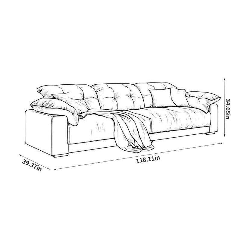 Minimalist Creative Sofa, 34.65" H x 118.11" W x 39.37" D