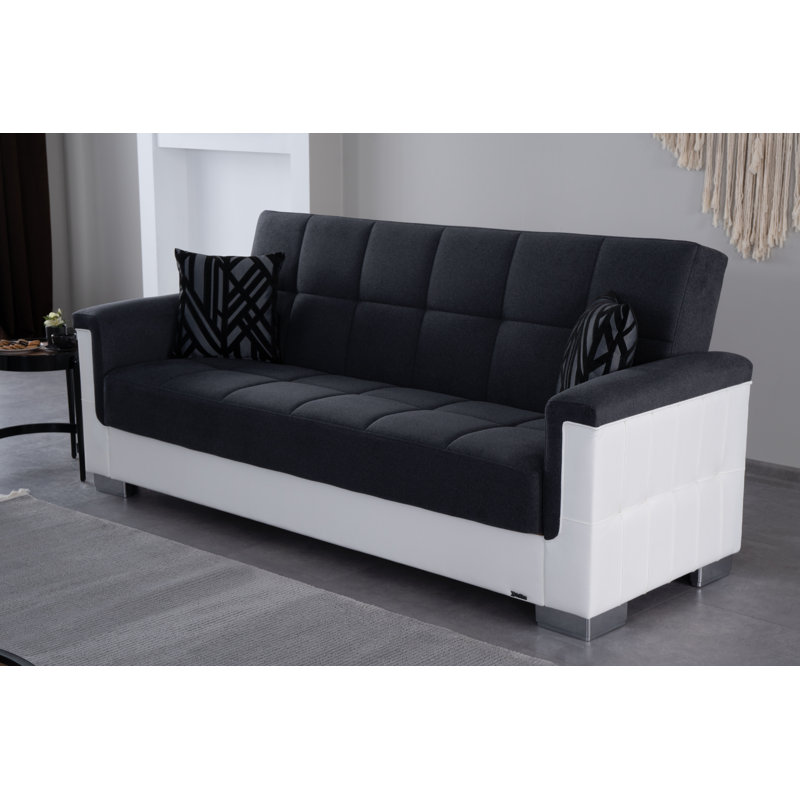 Canapé Arrmada Pro gris avec similicuir blanc, H 38 po x l 87 po x P 36,5 po
