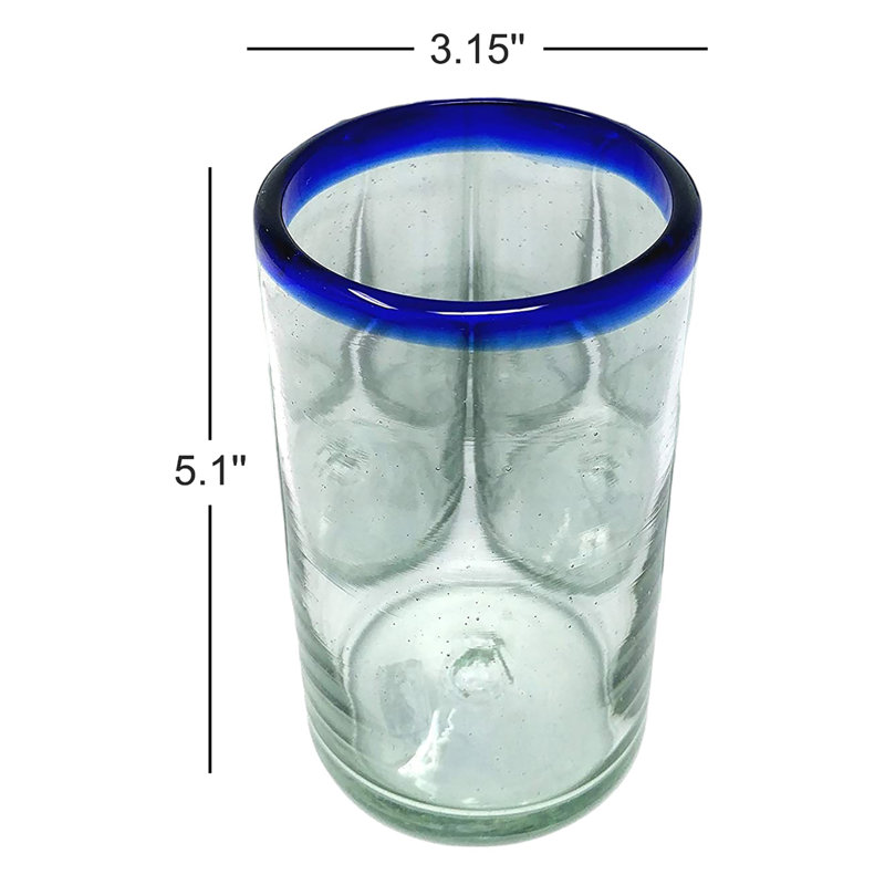 Verre à vin 14 oz. Verre à boire - motif à rebord bleu