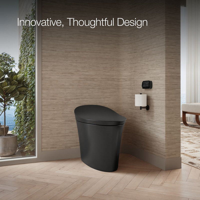 Veil™ Comfort Height Intelligent Skirted One-Piece Elongated Dual-Flush Toilet, Black