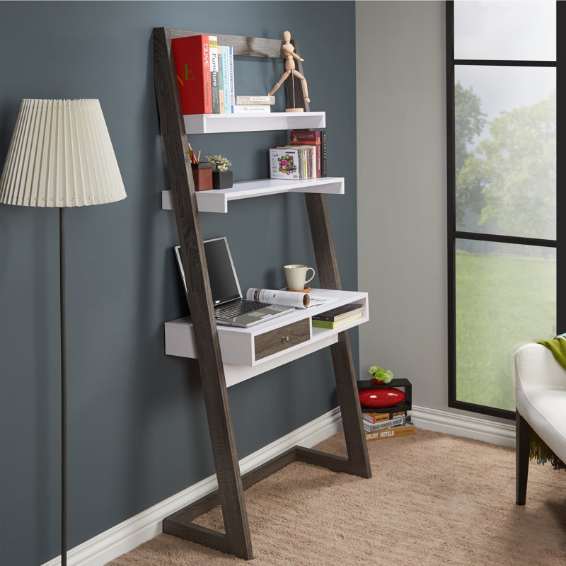 Justis Leaning / Ladder Desk, White/Dark Gray