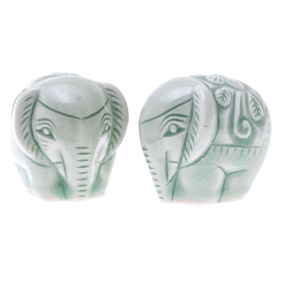 Figurine d'éléphant faite à la main Céladon