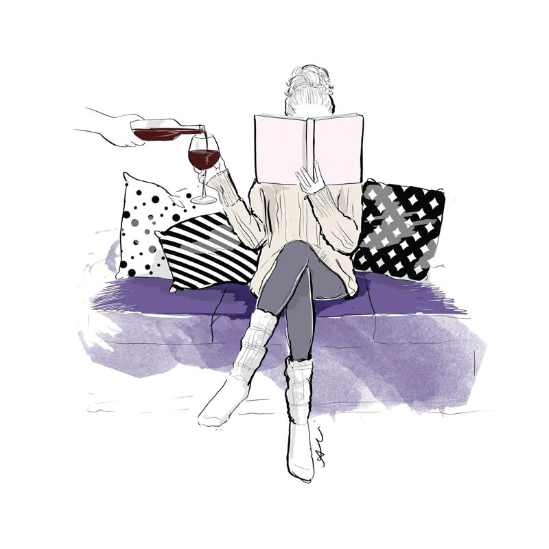 Wine And Books by Alison Petrie - Wrapped Canvas Painting, 45.72cm H x 45.72cm W x 1.91cm D