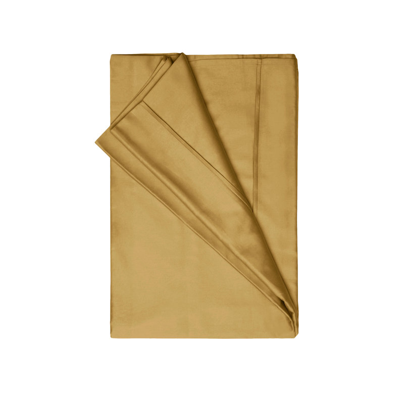 Plain Dye 200 TC Egyptian-Quality Cotton Percale Flat Sheet, Super King (6'), Ochre