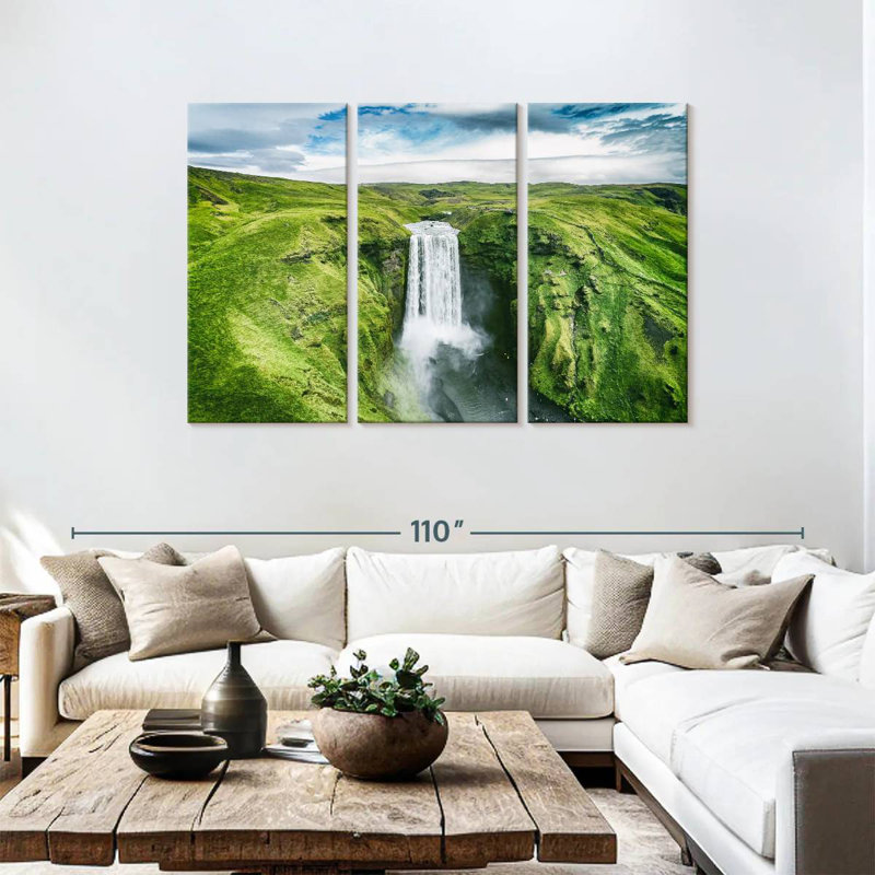 Alvord Iceland Skogafoss Waterfall, 48" H x 74" W